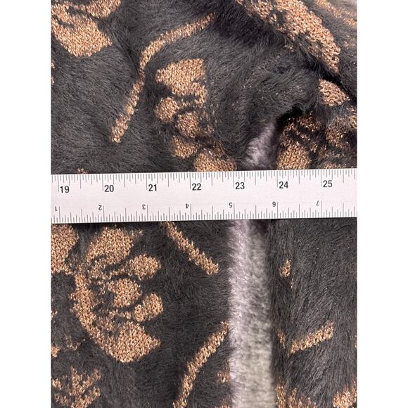 Anthropologie Sweater OS One Size Women Maeve Brown Gold Metallic Fuzzy Cardigan - Picture 4 of 8